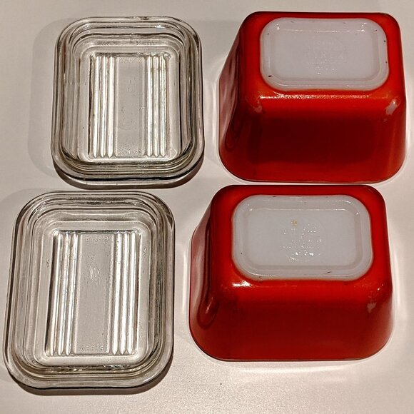 Pyrex 501 Small Red Refrigerator Covered Dishes - Set of 2 - Picture 8 of 9